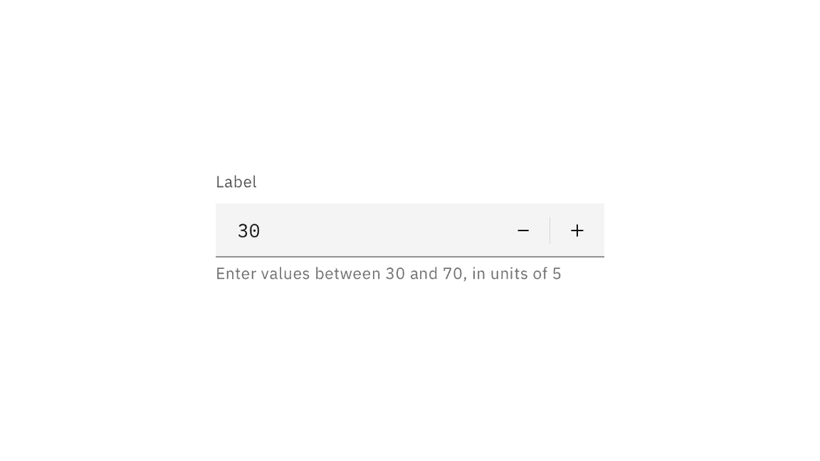 a numeric input with helper text to enter values between 30 and 70, in increments of 5